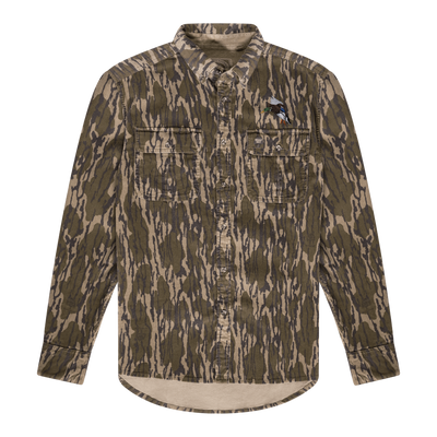 Mossy Oak Companions Wright Collection Drake Mallard Duck Long Sleeve Corduroy Bottomland Shirt 