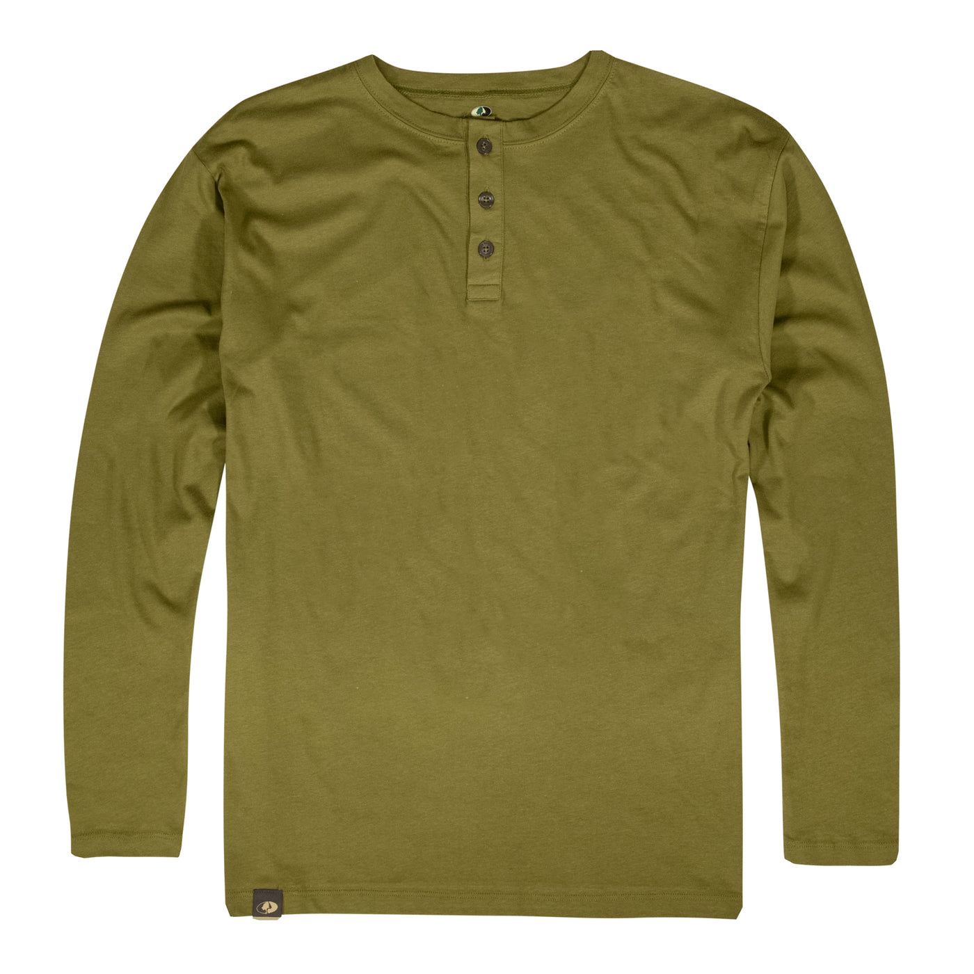 Mossy Oak Camp Henley Shirt Long Sleeve Mayfly Front