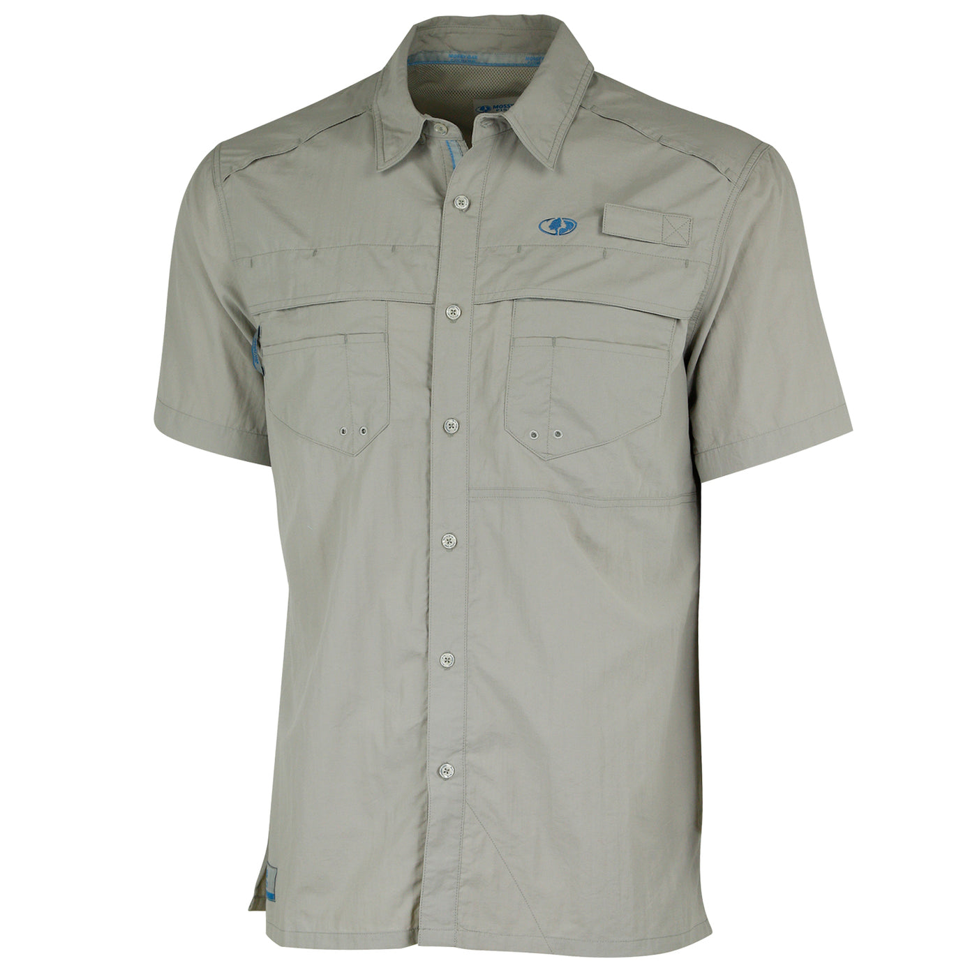 Mossy Oak Men's Short Sleeve Fishing Shirt Cool Grey Front