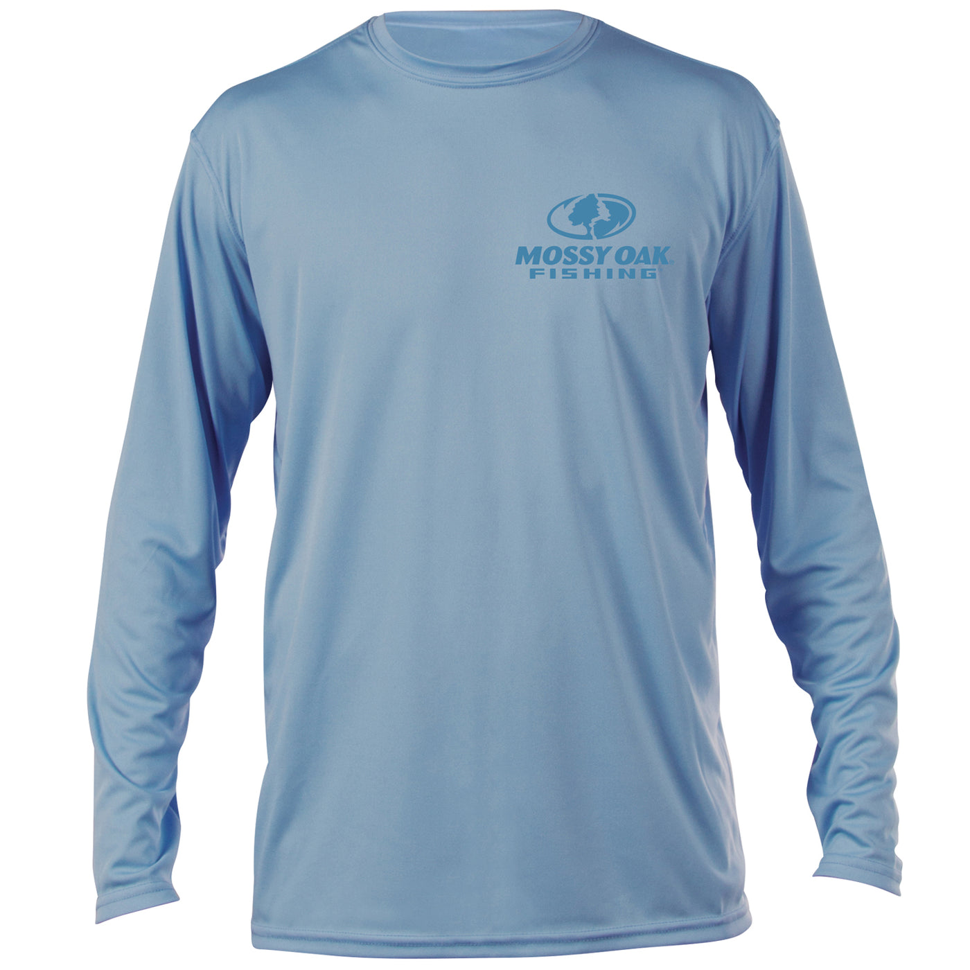 Mossy Oak Fishing Graphic Long Sleeve Shirt Sky Blue Front