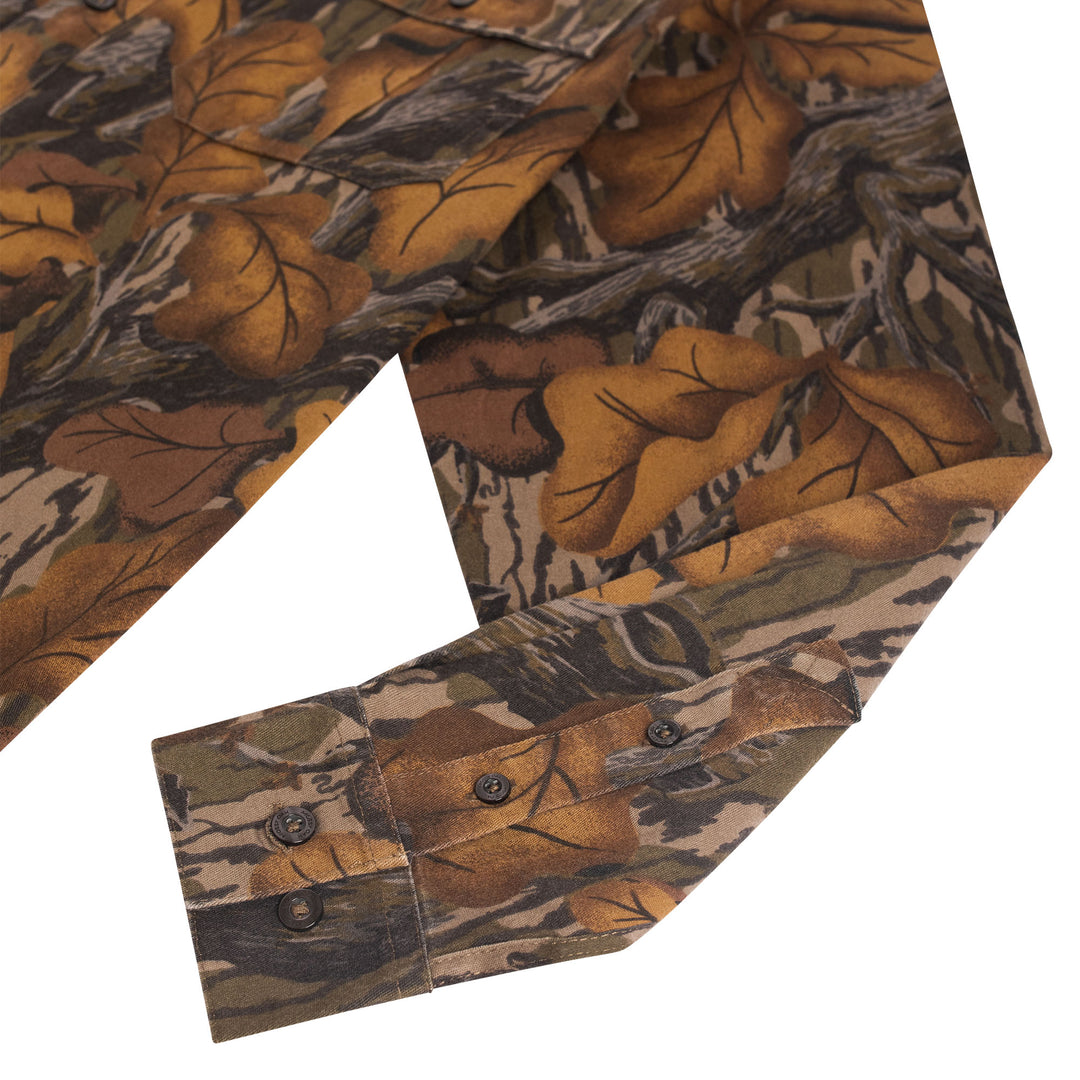 Chemise De Camouflage Mossy Oak Homme Taille 2XL – Manches Longues, Nylon, Pour La Chasse Et La Pêche (Marron, Boutonnée, Aérée)