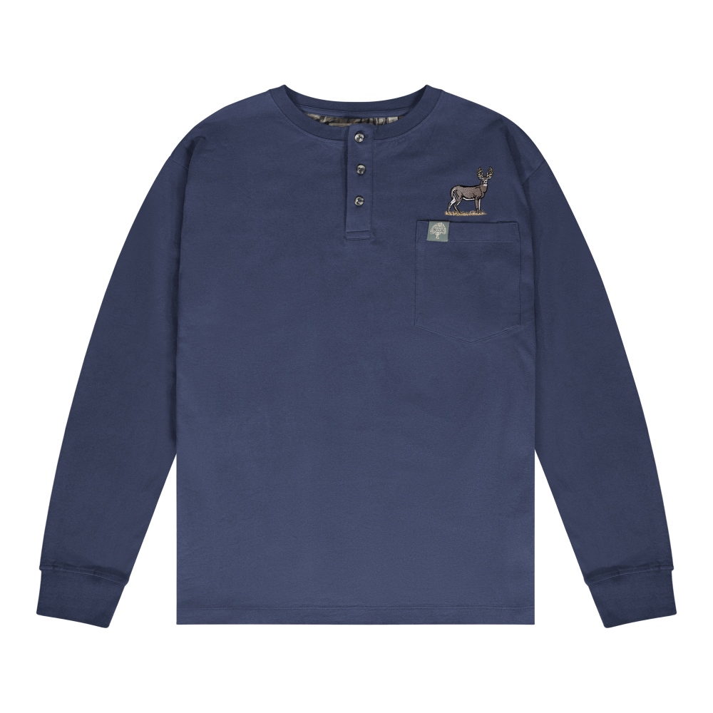 Companions Wright Broadside Buck Long Sleeve Navy Shirt 