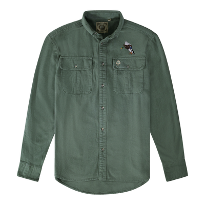 Companions Wright Drake Mallard Shirt Long Sleeve Shammy Shirt Green 
