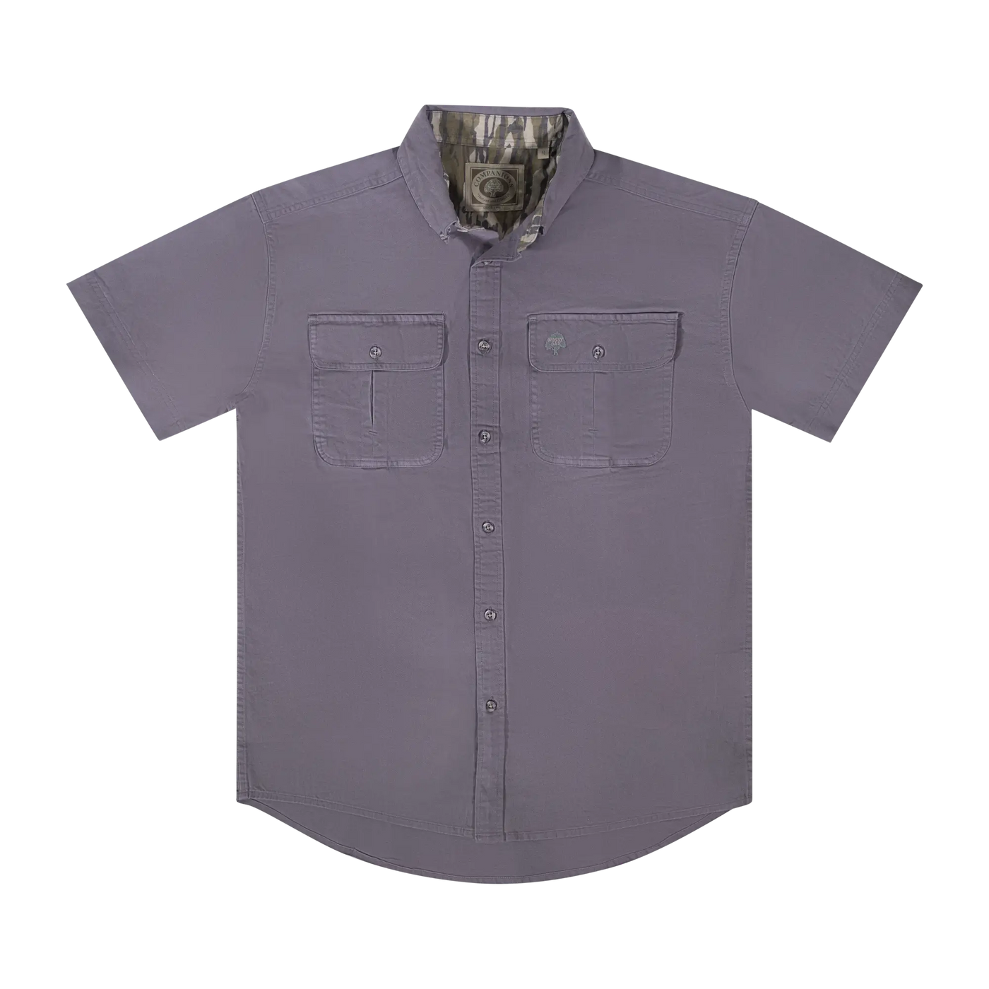 Mossy Oak Dirt Shirt Button Down Short Sleeve Grey 