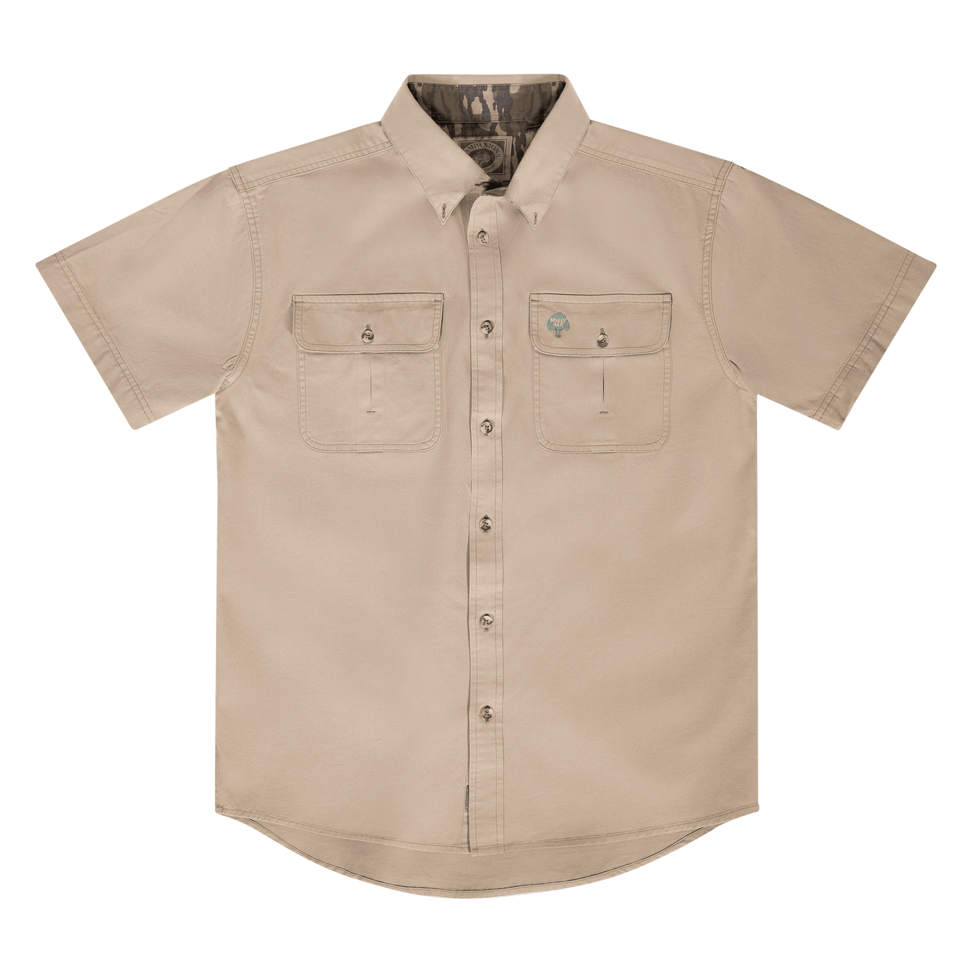 Mossy Oak's Short Sleeve Dirt Shirt in Tan 