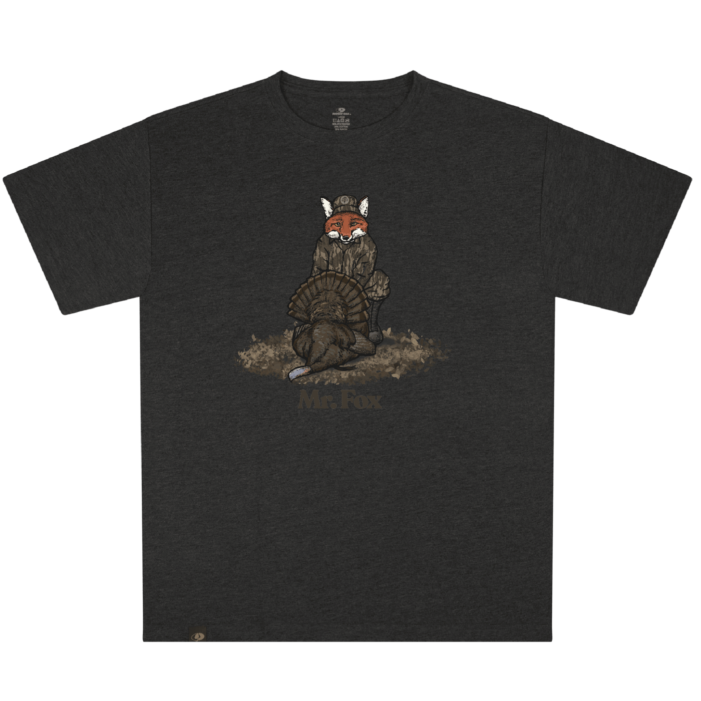 Mossy Oak Mr. Fox Turkey Tee Coal Heather Tee 
