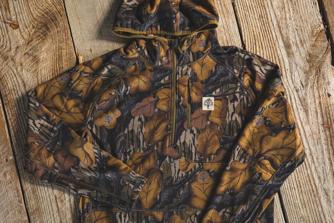 Mossy Oak Woodsman Grid Fleece 1/4 Zip Hoodie