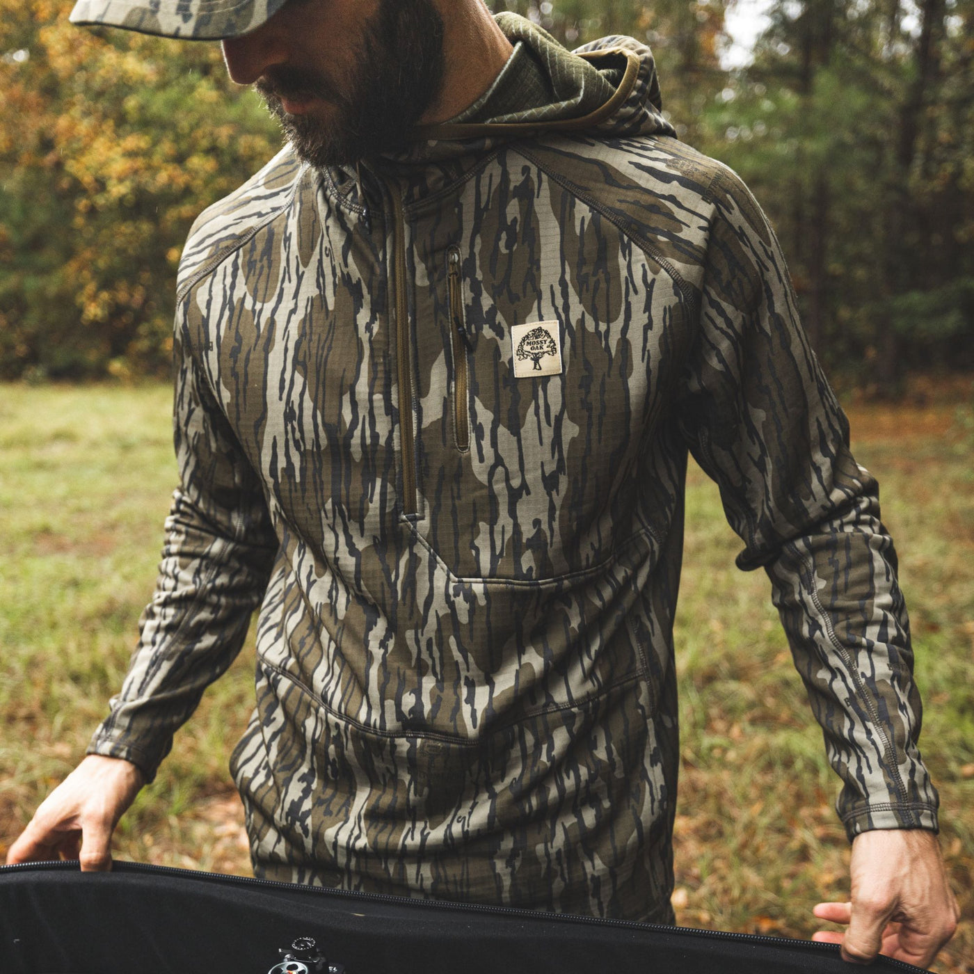 Woodsman Grid Fleece 1 4 Zip Hoodie The Mossy Oak Store