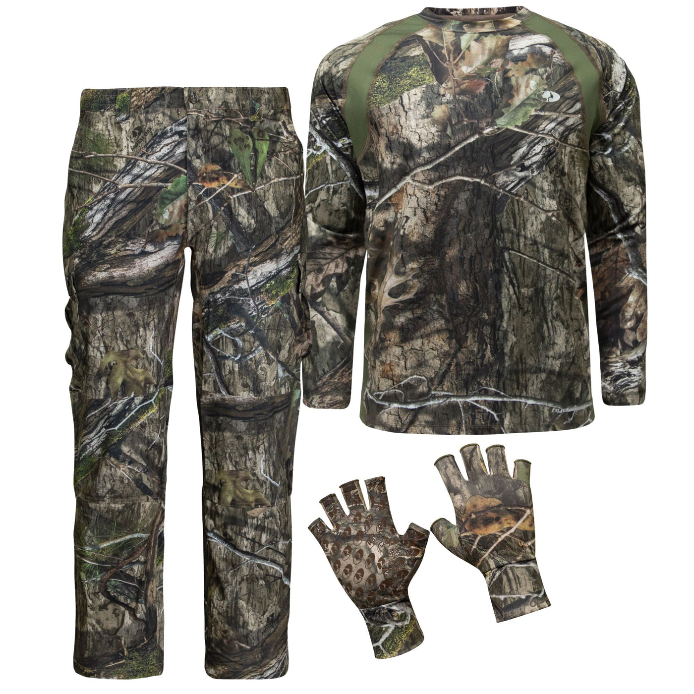 Mossy Oak Tibbee Flex Pant, Vented Shirt, and Fingerless Glove Bundle  Country DNA 
