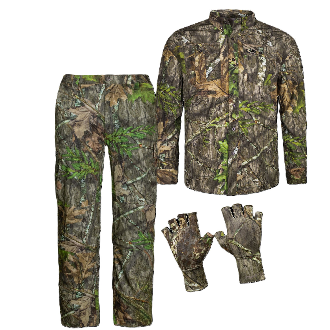 Mossy Oak Hunting Clothes Bundle : Tibbee Flex Hunt Shirt / Pant / Gloves in Obsession 