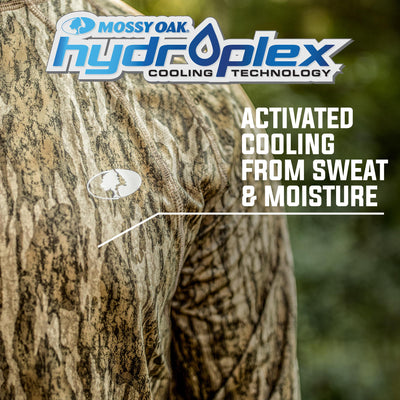 Long Sleeve Hunt Tech Camo Hoodie Hydroplex Cooling Technology Activated Cooling from Sweat and Moisture