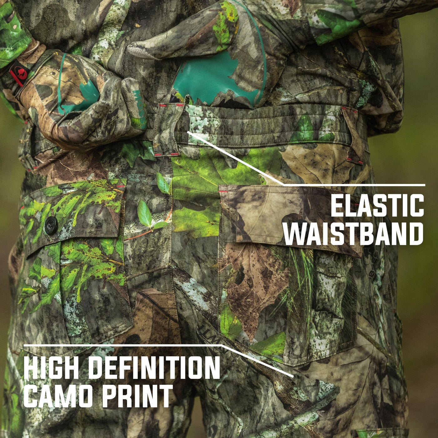 Mossy Oak Men's Tibbee Flex Hunt Pant Elastic Waistband High Definition Camo Print