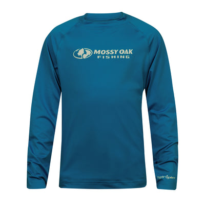 Mossy Oak Youth Fishing Shield Logo Shirt Blue Sapphire