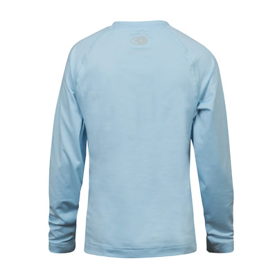 Mossy Oak Fishing Youth Shield Logo Long Sleeve Shirt Cool Blue Back