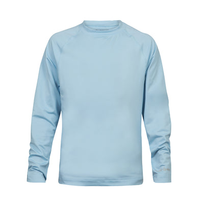 Mossy Oak Fishing Youth Shield Long Sleeve Shirt Cool Blue Front