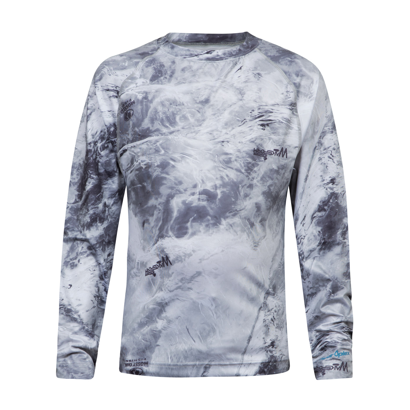 Mossy Oak Fishing Youth Shield Long Sleeve Shirt Hailstone Front