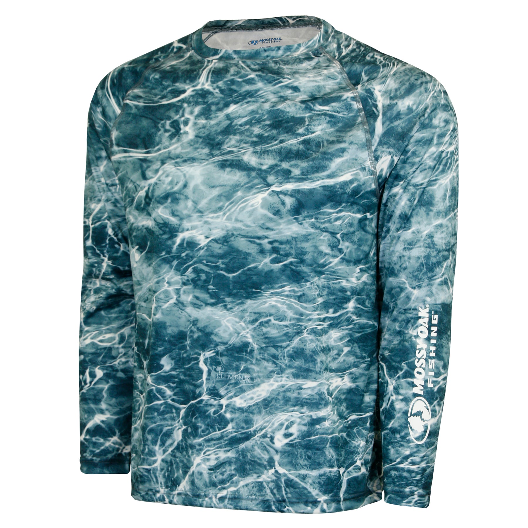 Mossy Oak Fishing Shirt Long Sleeve Blue Camo 2FER TEE WITH GAITER