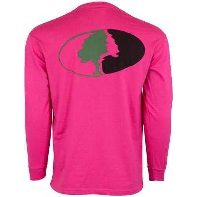 Mossy Oak Long Sleeve Traditional Logo Tee Safety Pink Back