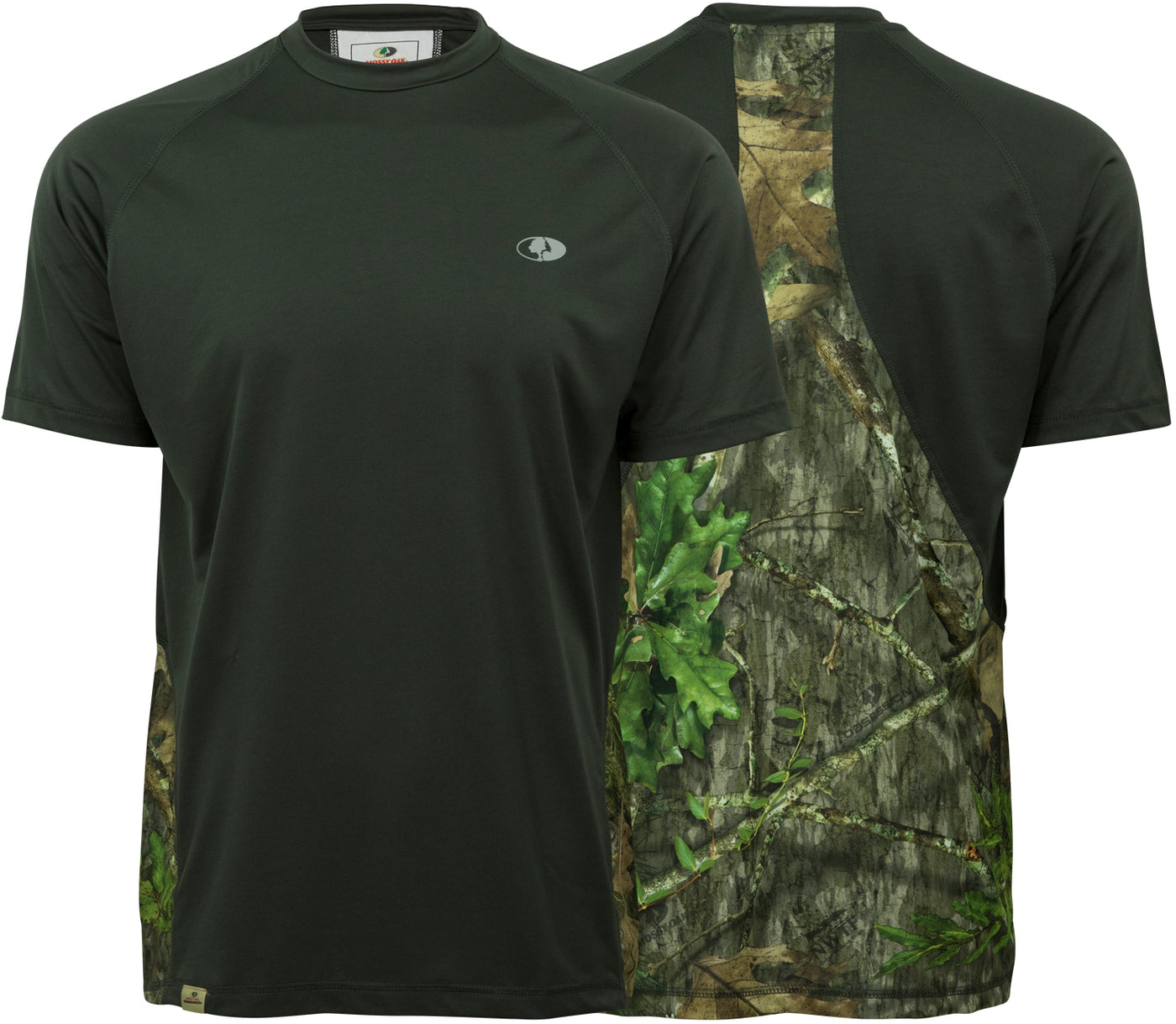 Mossy Oak Performance Field Short Sleeve Tech Tee Raven and Obsession Front and Back