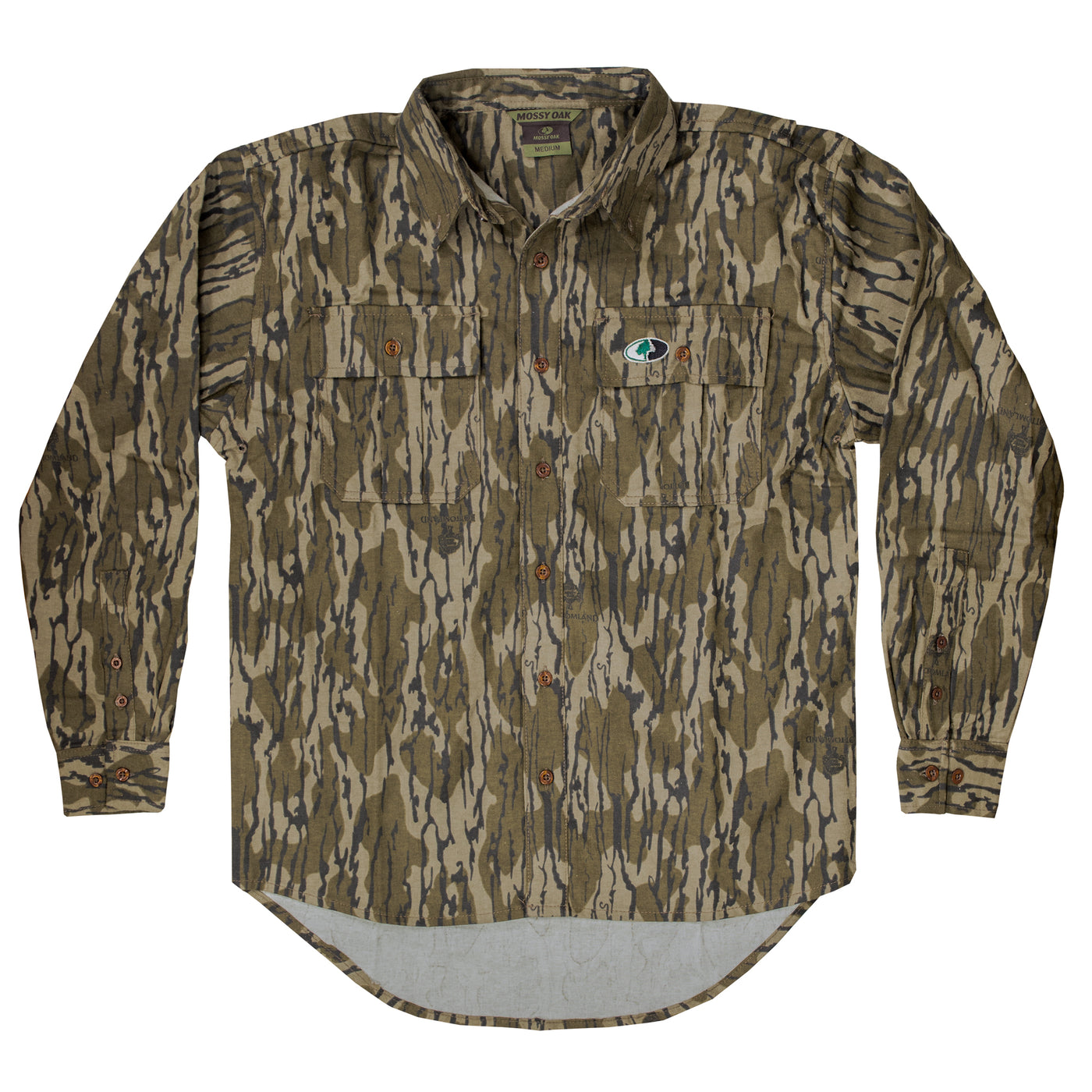 Mossy Oak Chamois Hunt Shirt Long Sleeve Original Bottomland Front