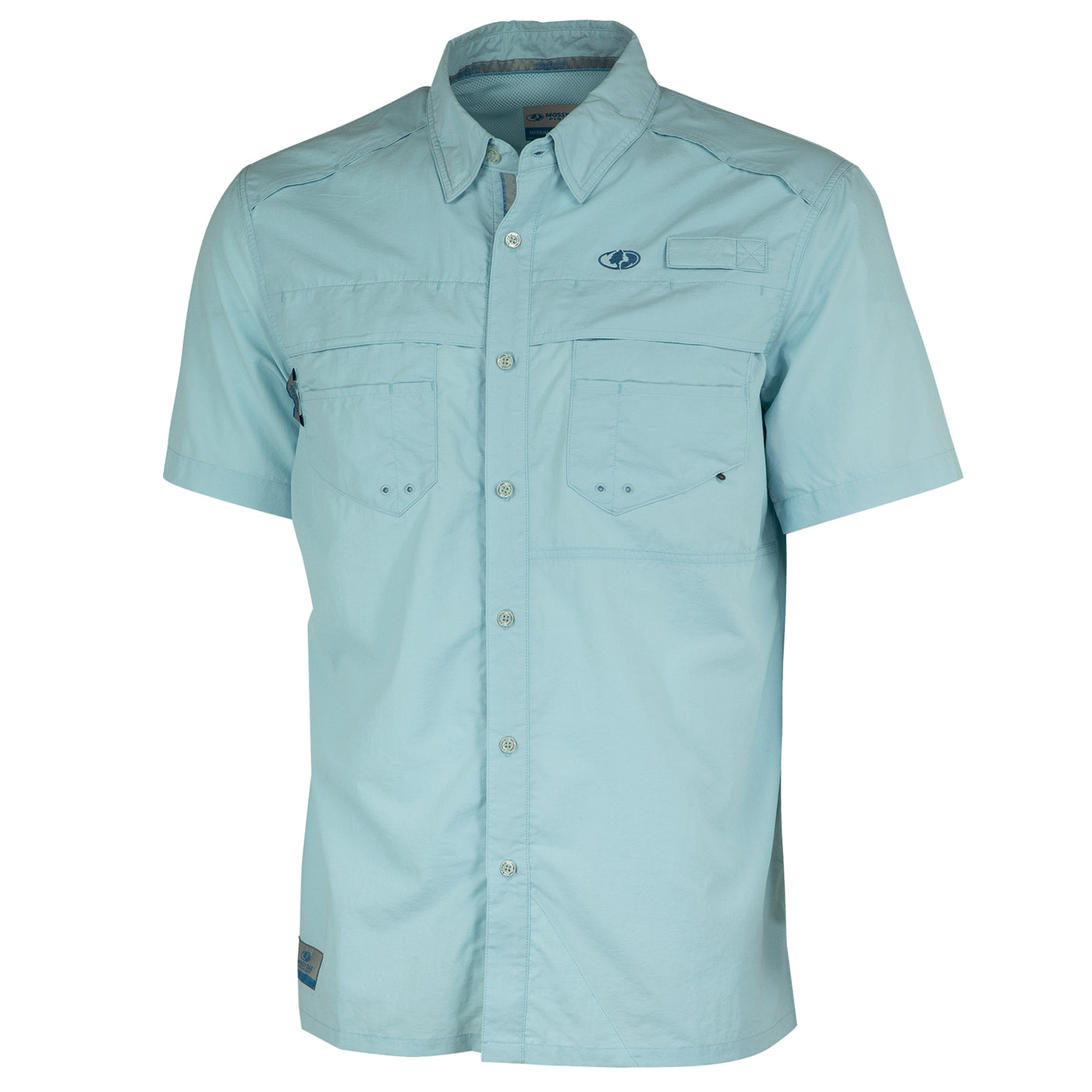 Mossy Oak Men's Short Sleeve Fishing Shirt Cool Blue Front