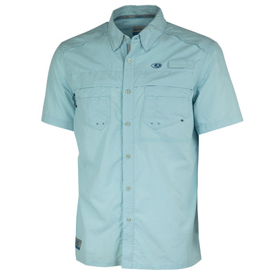 Mossy Oak Men's Short Sleeve Fishing Shirt Cool Blue Front