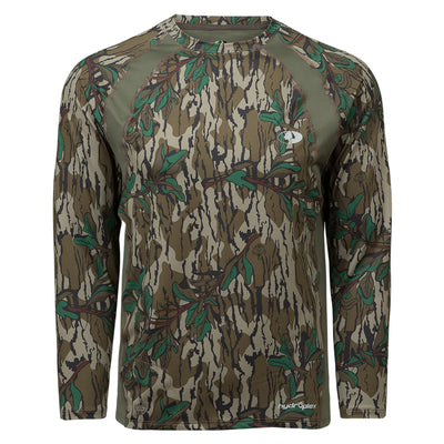 Mossy Oak Men's Long Sleeve Vented Hunt Shirt Greenleaf Front