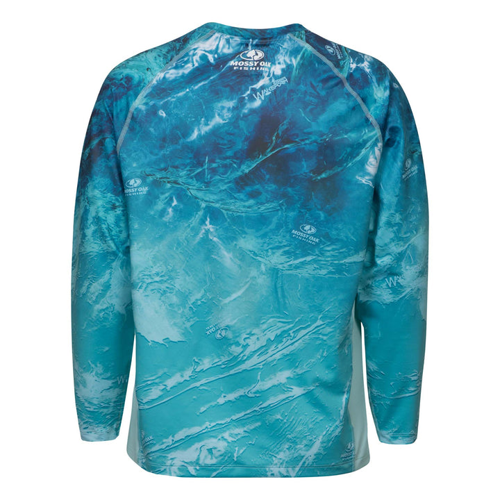 Chemise De Pêche Mossy Oak Homme 2XL - Manches Longues, Hydroplex, Bleu Aqua Camouflage