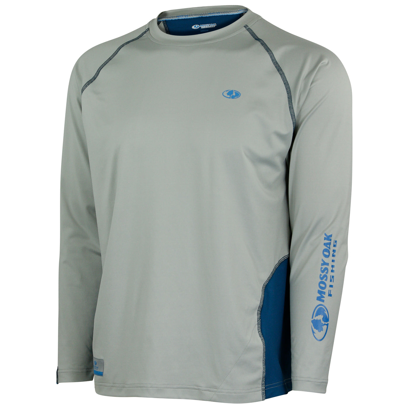 Mossy Oak Men's Long Sleeve Coolcore Fishing Shirt Cool Grey Front