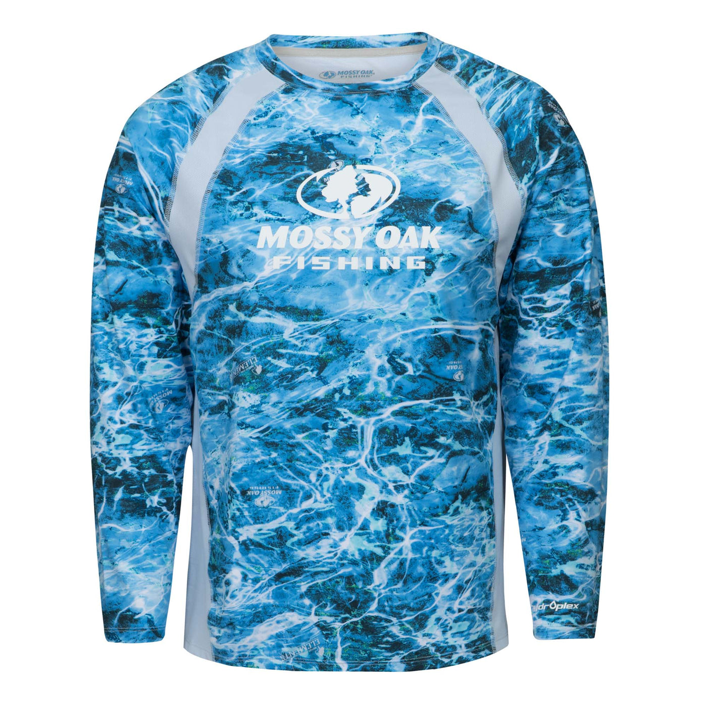 Mossy Oak Fishing Shirt Long Sleeve Blue Camo 2FER TEE WITH GAITER
