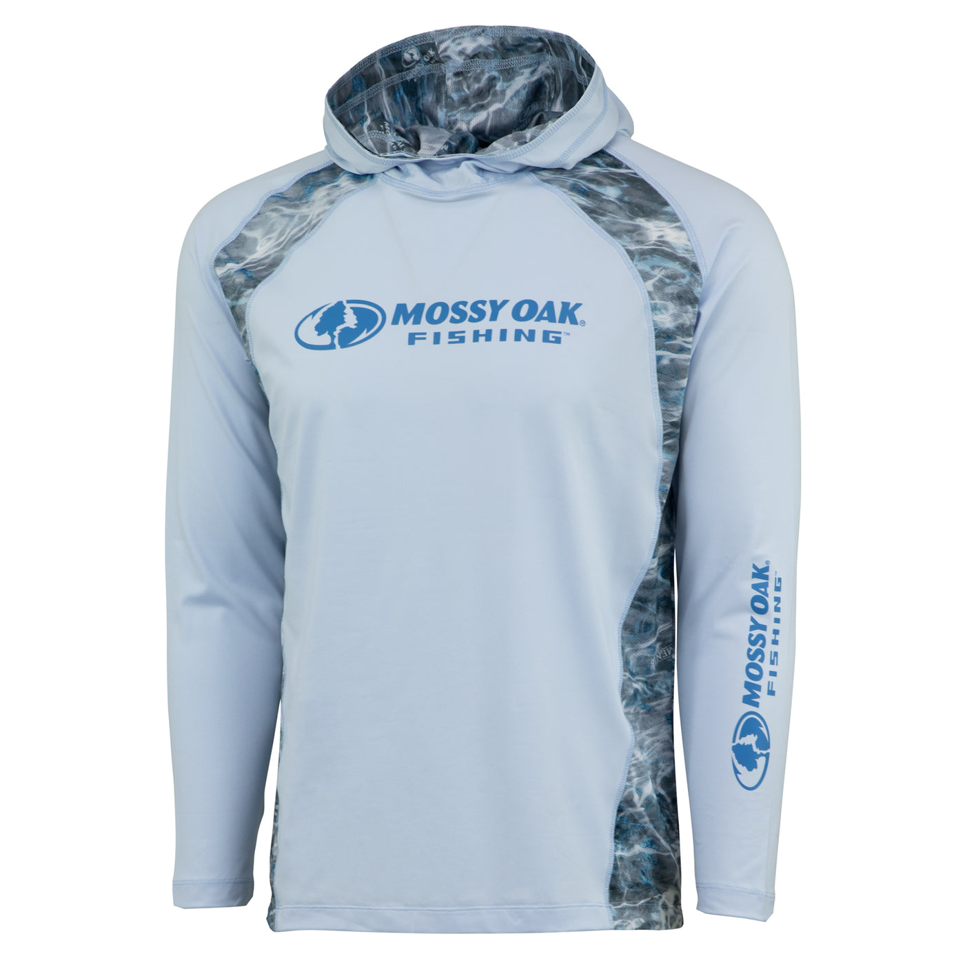 Mossy Oak Long Sleeve Fishing Tech Hoodie Illusion Blue Front