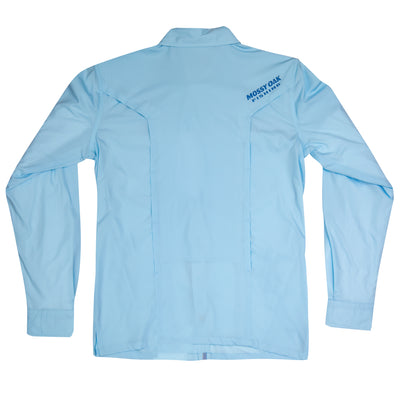 Mossy Oak Fishing Offshore Long Sleeve Shirt Button Down Cool Blue Back
