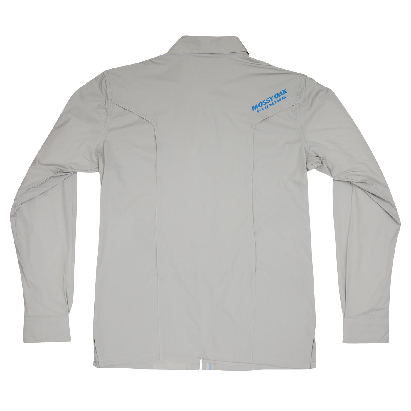 Mossy Oak Fishing Offshore Long Sleeve Shirt Button Down Cool Grey Back