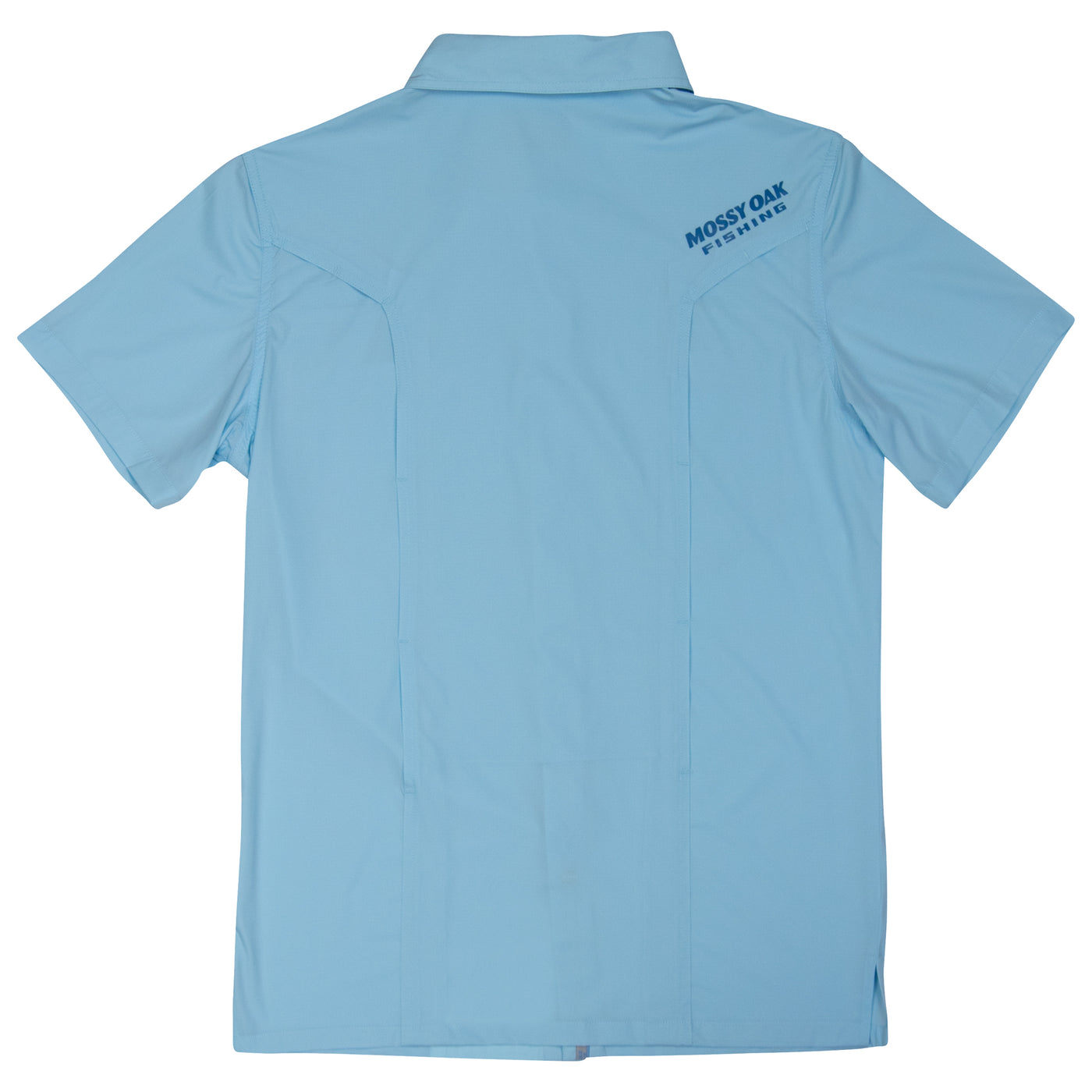 Mossy Oak Fishing Offshore Short Sleeve Shirt Button Down Cool Blue Back