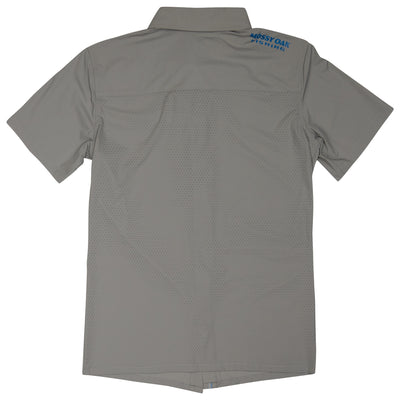 Mossy Oak Fishing Inshore Short Sleeve Shirt Button Down Cool Grey Back