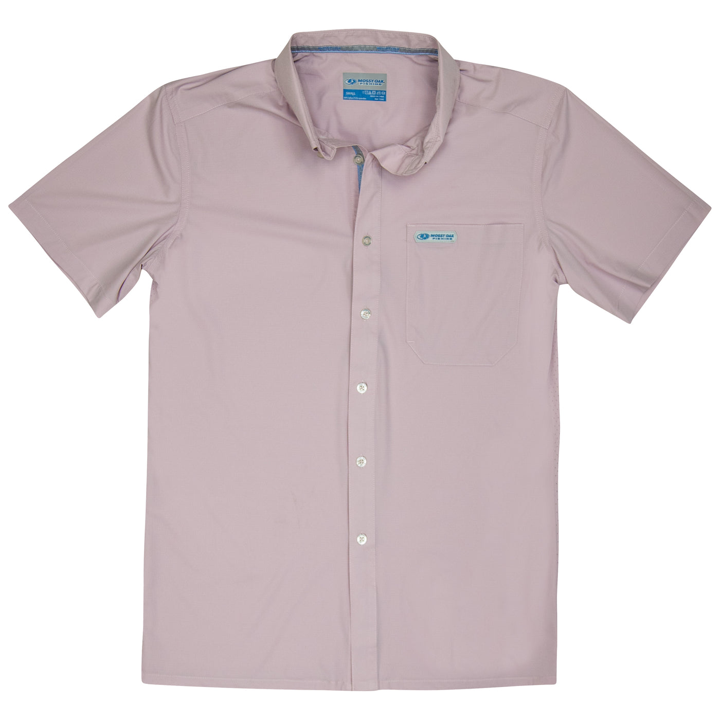Mossy Oak Fishing Inshore Short Sleeve Shirt Button Down Dream of Cotton Front