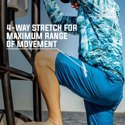 Mossy Oak Men's Fishing Board Shorts 4-Way Stretch for Maximum Range of Movement