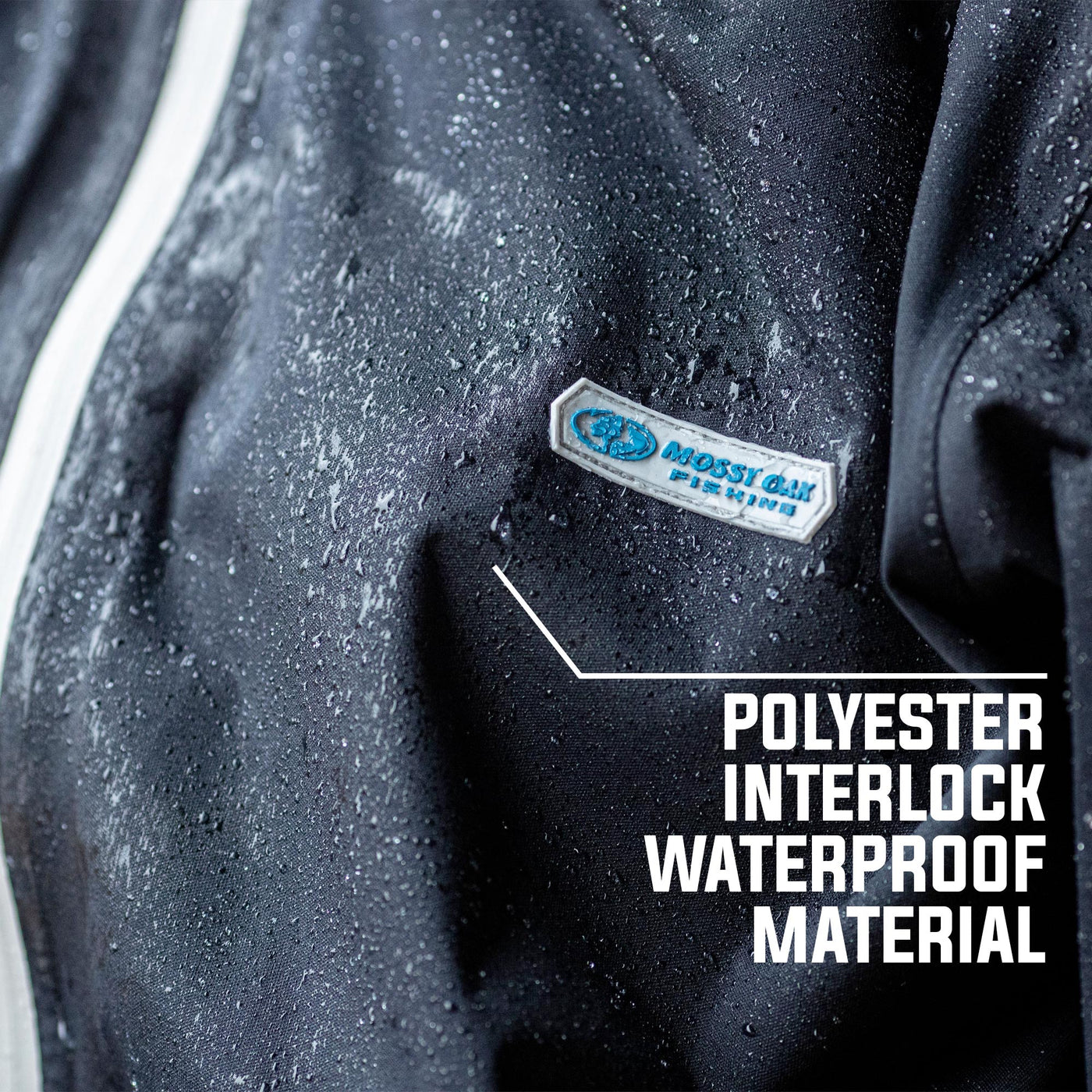 Mossy Oak Fishing Rain Jacket Polyester Interlock Waterproof Material