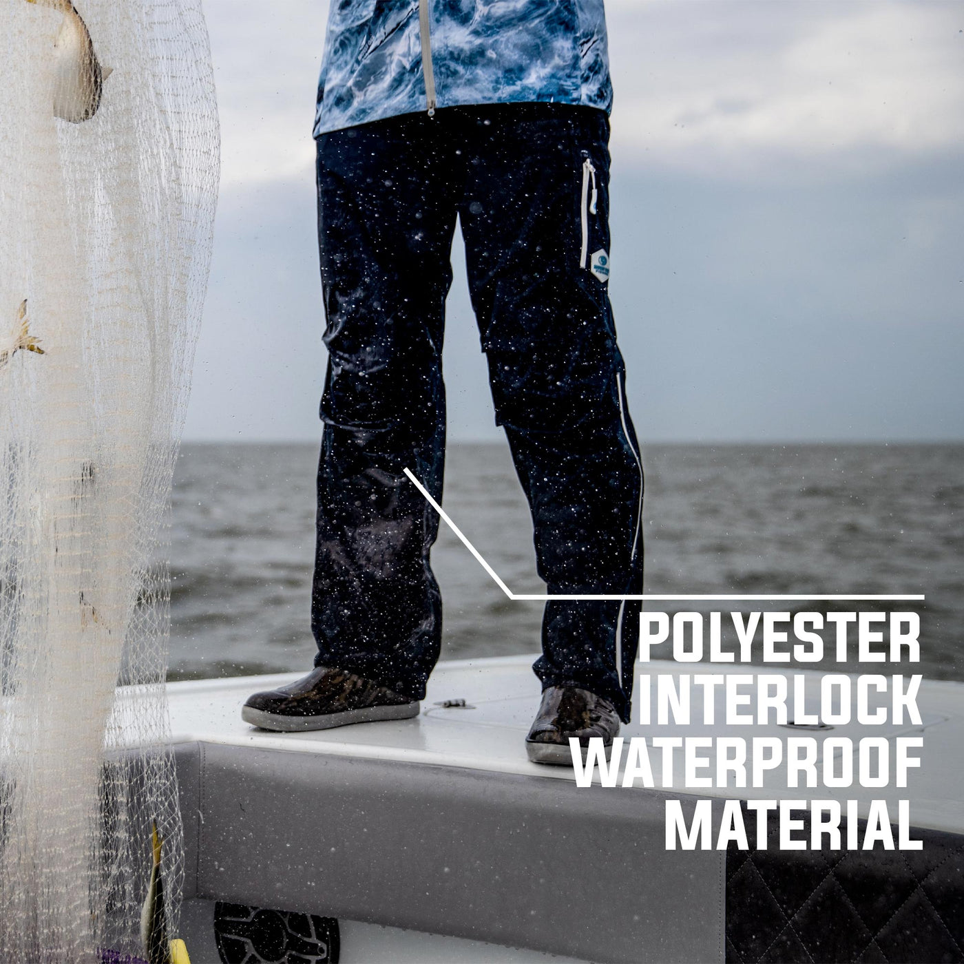 Mossy Oak Fishing Rain Pant Polyester Interlock Waterproof Material