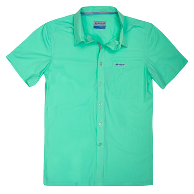 Mossy Oak Fishing Inshore Short Sleeve Shirt Button Down Carnival Glass Front