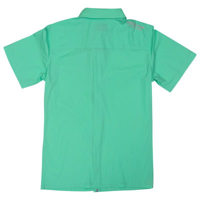 Mossy Oak Fishing Inshore Short Sleeve Shirt Button Down Carnival Glass Back