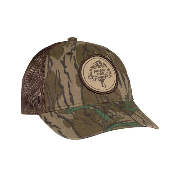 Mossy Oak Camo Hat Distressed Cap Brown Green Stretch Fit L/XL Camouflage  Hunter