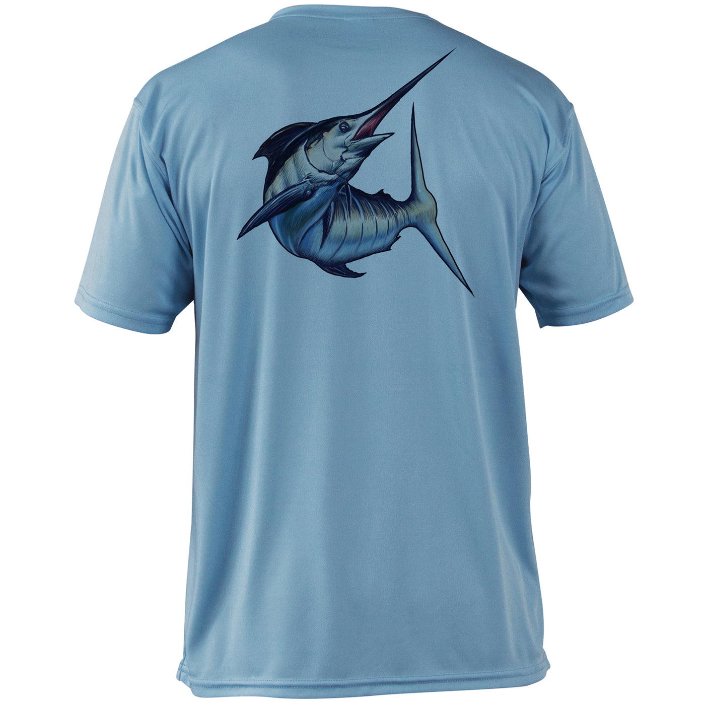 Mossy Oak Fishing Graphic Shirt Short Sleeve Marlin Sky Blue Back
