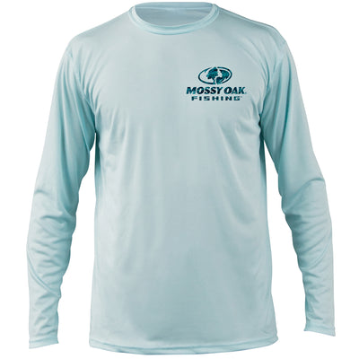 Mossy Oak Fishing Elements Logo Long Sleeve Shirt Artic Blue Marlin Front