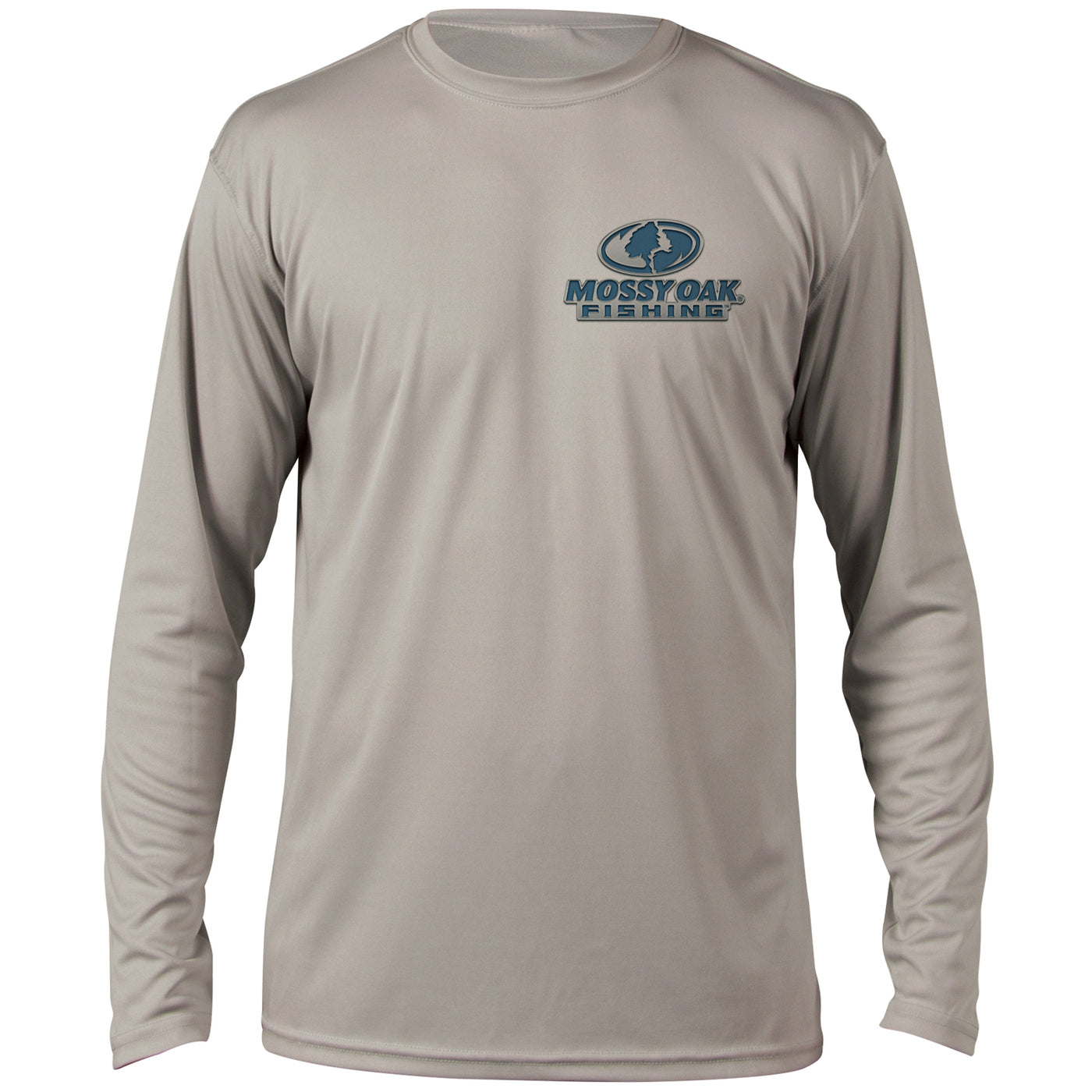 Mossy Oak Fishing Elements Logo Long Sleeve Shirt Logo Athletic Grey Front
