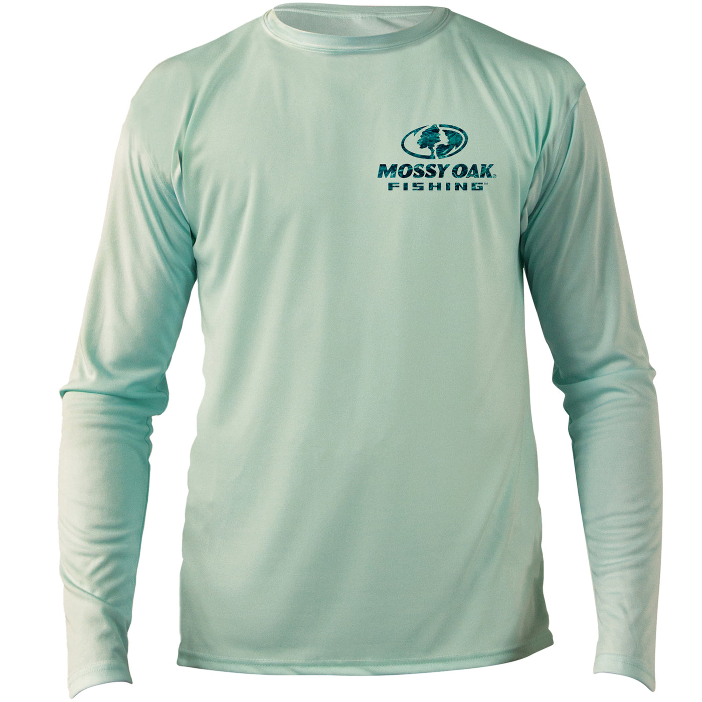 Mossy Oak Fishing Elements Logo Long Sleeve Shirt Bass Seagrass Front