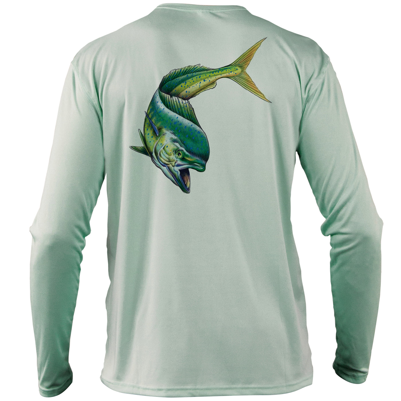 Mossy Oak Fishing Graphic Long Sleeve Shirt Mahi Sea Grass Back