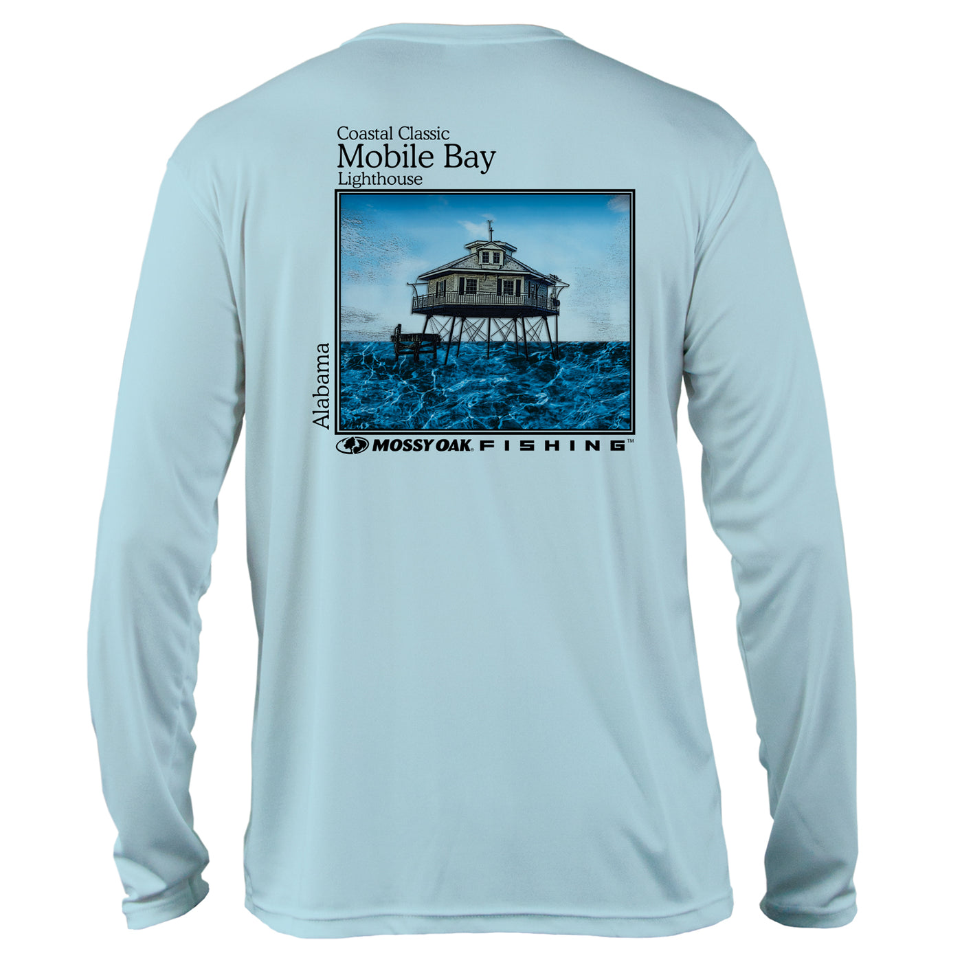 Mossy Oak Coastal Classic Logo Long Sleeve Shirt Mobile Bay Artic Blue Back