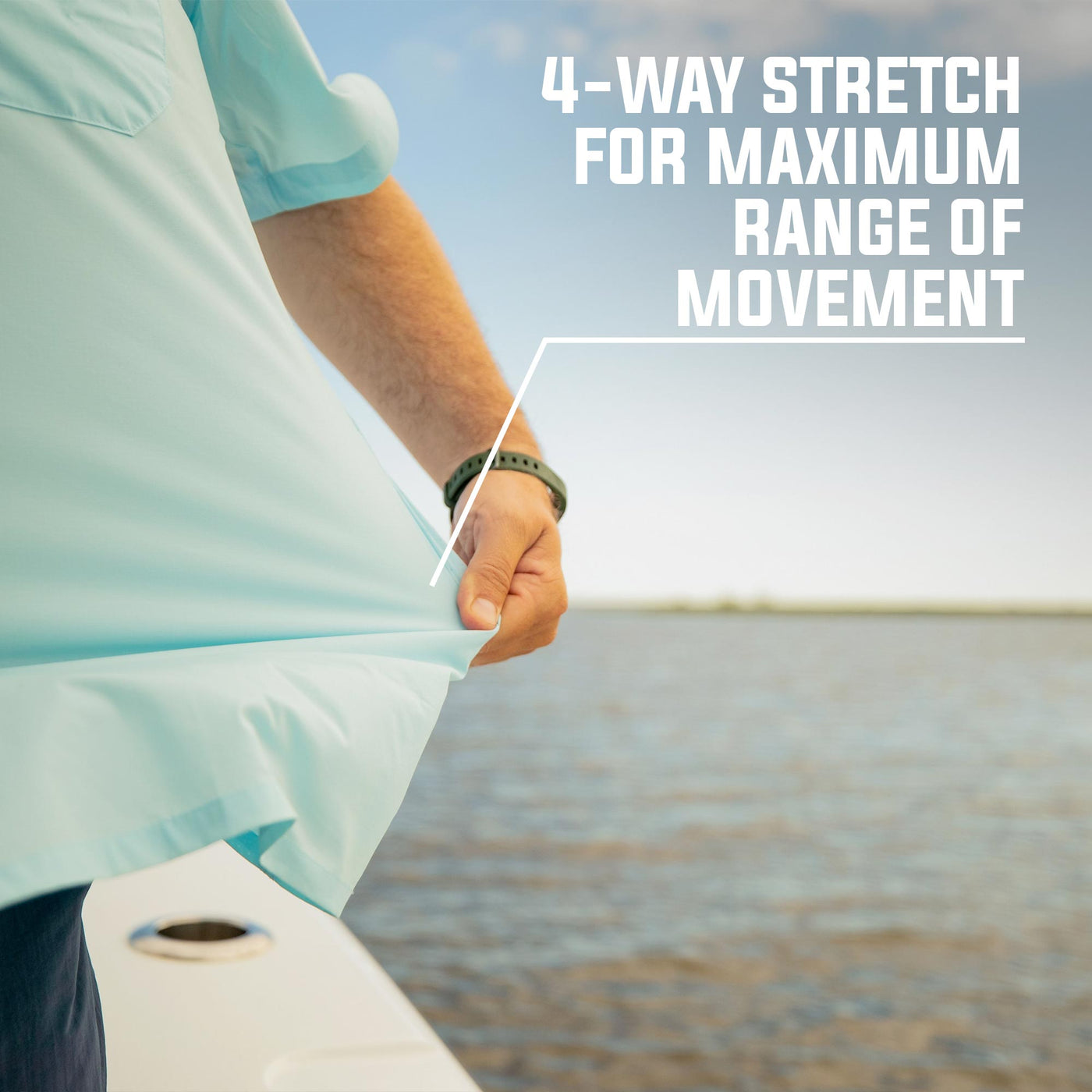 Mossy Oak Fishing Offshore Long Sleeve Shirt Button Down 4-Way Stretch for Maximum Range of Movement