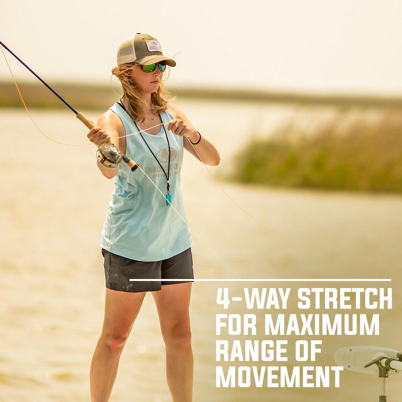 Mossy Oak Fishing Women's Workout Short 4-Way Stretch for Maximum Range of Movement